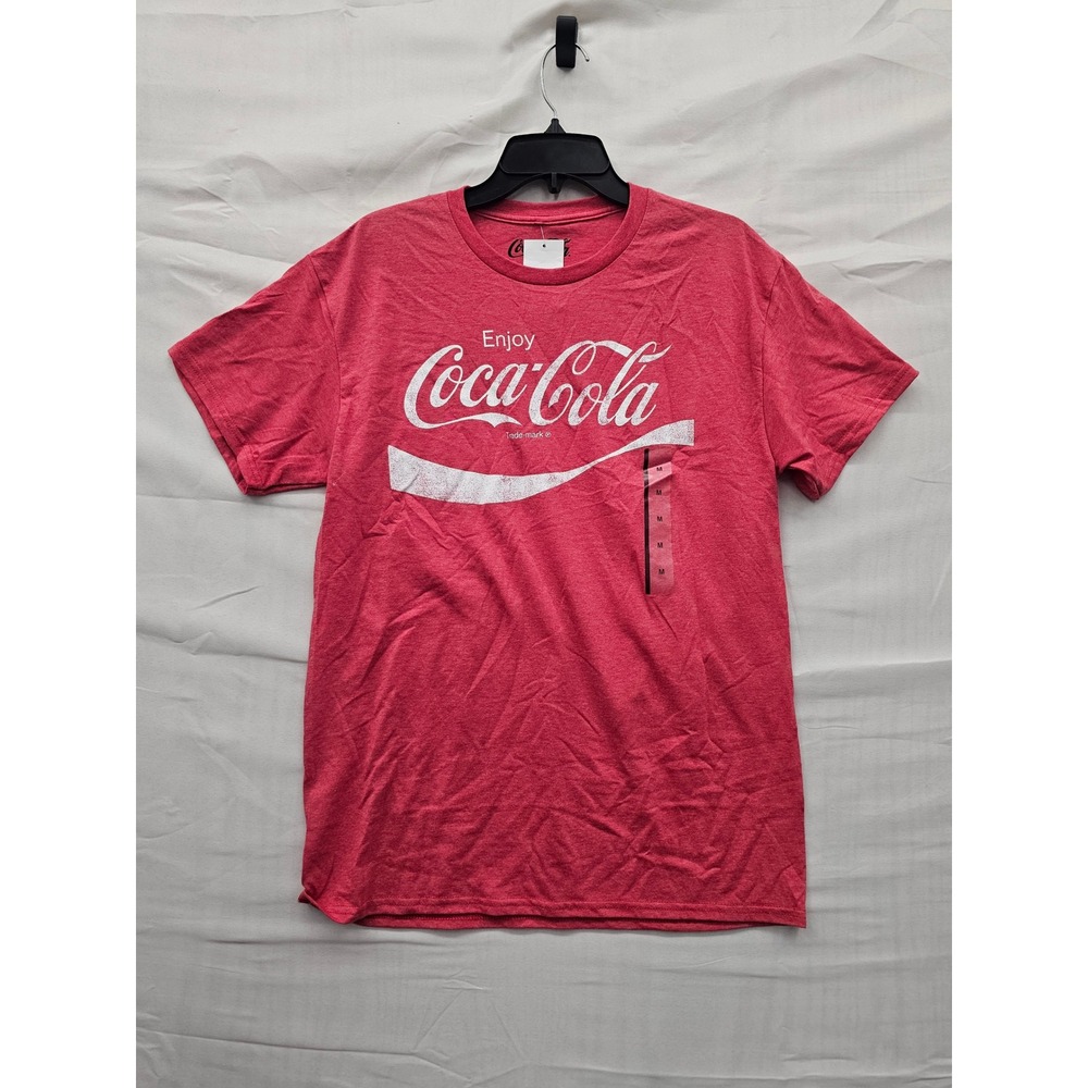 Coca-Cola Mens Graphic Logo T-Shirt Red Poly Blend Casual‎ Size Medium
